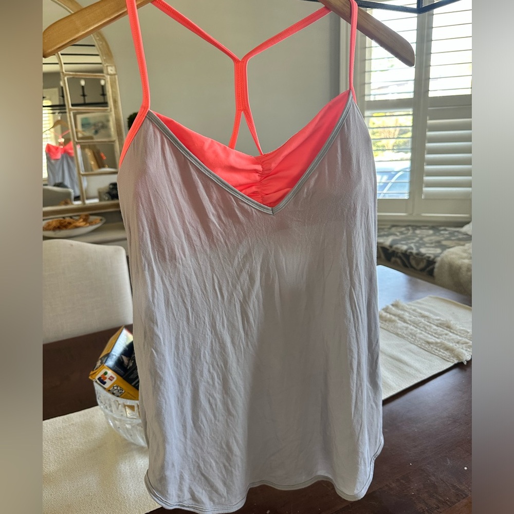 Lululemon top neon pink/coral&light grey sz10 EXCELLENT barely used condition